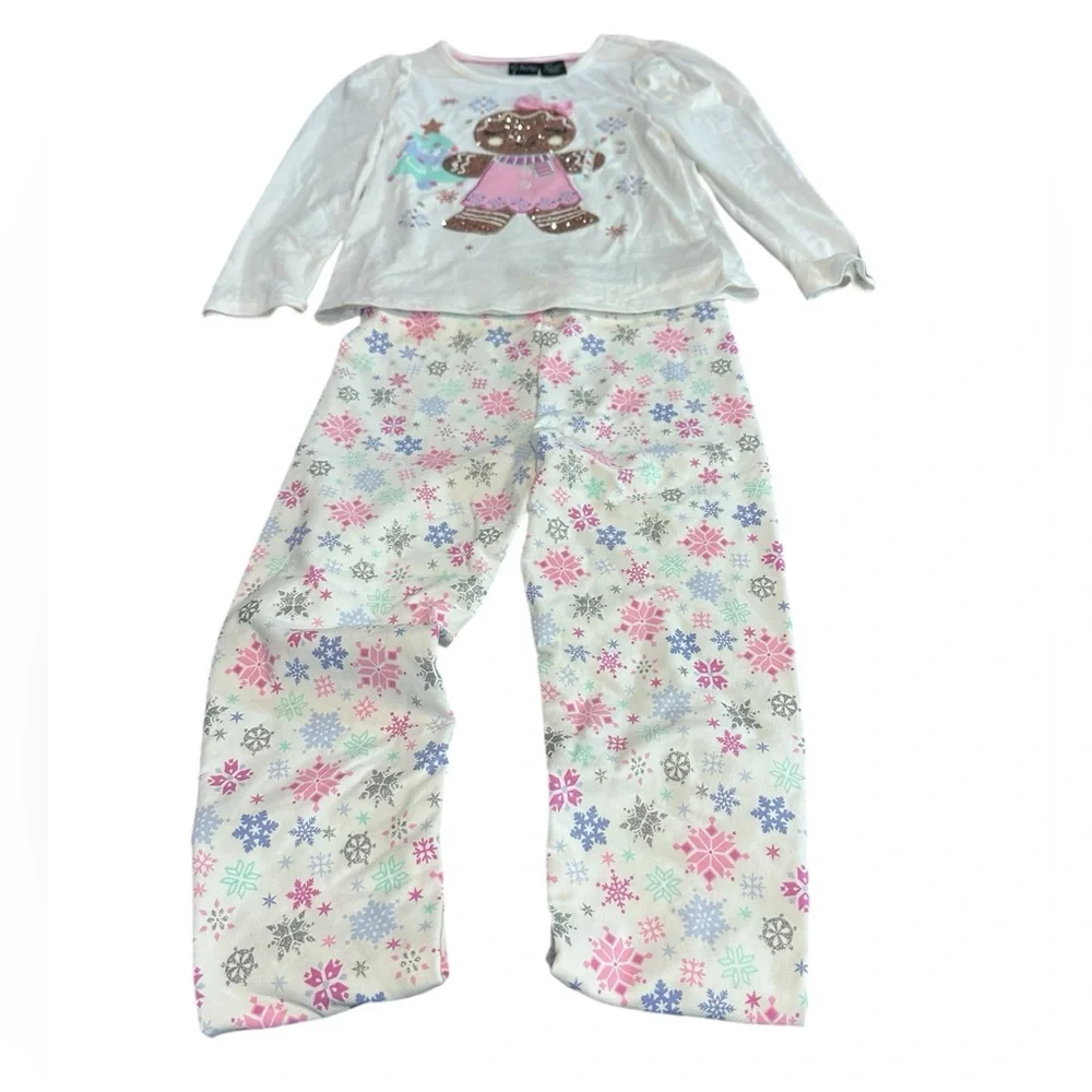 Cynthia Rowley girls 7/8 size White Gingerbread Pajama 2-Piece‎ set